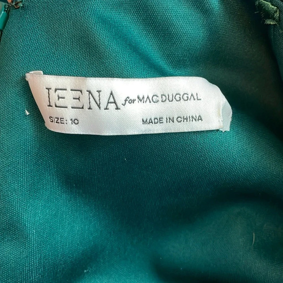 Ieena for MacDuggal green satin deep v long gown size 10 - Picture 7 of 8